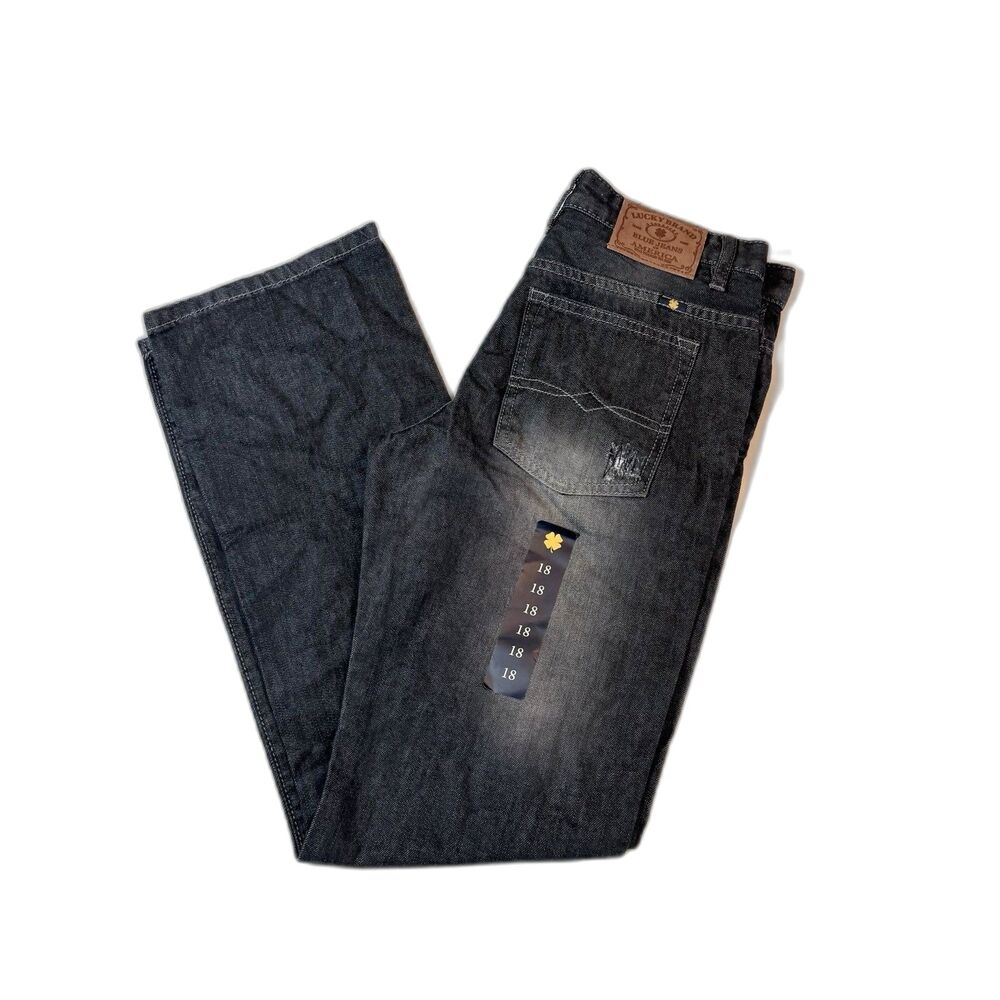 Lucky Brand Black Washed Billy Straight Jeans Big Boys Size 18 100% Cotton NWT